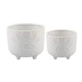 Flora Bunda CT1490E2-DREAM 6IN & 4.75 IN TEXT DREAM CERAMIC FOOTED PLANTER SET OF 2