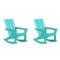 WestinTrends Ashore Patio Rocking Chairs Set of 2 All Weather Poly Lumber Plank Adirondack Rocker Chair Modern Farmhouse Outdoor Rocking Chairs for Porch Garden Backyard and Indoor Turquoise