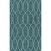 5 x 8 Teal Blue and Ivory Geometric Trellis Rectangular Outdoor Area Throw Rug