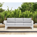 CozyHom 3 Seats Outdoor Patio Aluminum Sofa Furniture Outside Metal Couch White Metal Chair With Light Gray Cushions White