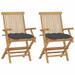 Anself Set of 2 Wooden Garden Chairs with Cushion Teak Wood Foldable Outdoor Dining Chair for Patio Balcony Backyard Outdoor Indoor Furniture 21.7in x 23.6in x 35in