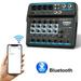 Miumaeov Professional Audio Mixer 6 Channel Bluetooth Audio Mixer DJ Mic Audio Mixer Control LED Digital Display Music Stream Low Noise 3 Band Channel Equalization 48V