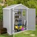 6 x 4 Outdoor Plastic Storage Shed Tools Storage Shed Heavy Duty Garden Shed with Lockable Doors Outdoor Storage Shed for Backyard Patio Lawn D7499