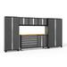 NewAge Products Bold Series Gray 6 Piece Cabinet Set Heavy Duty 24-Gauge Steel Garage Storage System LED Lights Included