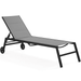 Topeakmart Portable Outdoor Chaise Lounge with Wheels and Adjustable Backrest Dark Gray