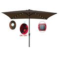 Winado Umbrella Patio Umbrella 10 x 6.5 ft Lighted Outdoor Umbrella Brown