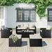 Cfowner 6 Pieces Patio Outdoor Furniture Sets Low Back All-Weather Rattan Sectional Sofa Manual Weaving Wicker Conversation Set with Coffee Table and Washable Couch Cushions