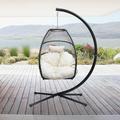 Outdoor Yard Folding Hanging Chair Lounge Chair for Backyard with Adjustable Pillow and Seat Cushion