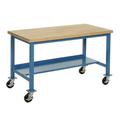 Mobile Production Workbench Maple Butcher Block Square Edge 60 W x 30 D Blue