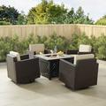 Crosley Furniture Palm Harbor 5PC Wicker / Rattan Conversation Set in Sand/Brown