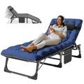 NAIZEA Folding Camping Cot Portable Folding Lounge Chair with Mattress and Pillow Adjustable in Four Positions