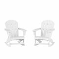 Westintrends Malibu Outdoor Rocking Chair Set of 2 All Weather Resistant Poly Lumber Classic Porch Rocker Chair 350 lbs Support Patio Lawn Plastic Adirondack Chair White