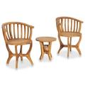 Dcenta 3 Piece Garden Bistro Set Teak Wood Coffee Table and 2 Chairs Wooden Outdoor Dining Set for Bar Pub Garden Backyard Patio Outdoor Furniture