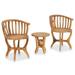 Dcenta 3 Piece Garden Bistro Set Teak Wood Coffee Table and 2 Chairs Wooden Outdoor Dining Set for Bar Pub Garden Backyard Patio Outdoor Furniture