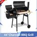 Charcoal Grill with Oversize Cooking Area - BBQ Grill Charcoal Barbecue Grill Outdoor Pit Patio Backyard Home Meat Cooker Smoker with Offset Smoker for Garden Patio Cooking Black