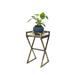 ORE International 27 Tall Gray Stone Slab Black and Gold Metal Plant Stand