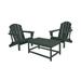 3-Piece Bistro Set Outdoor Patio Adirondack Chair with Coffee Table Dark Green