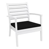 Luxury Commercial Living 35 White Outdoor Patio Club Armchair with Black Sunbrella Cushion - Extra