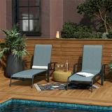 Cosco Outdoor Adjustable Aluminum Chaise Lounge Patio Furniture Set 2-Pack Black and Blue