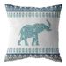 HomeRoots 412783 20 in. Teal Ornate Elephant Indoor & Outdoor Zippered Throw Pillow Blue