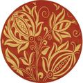 Safavieh Courtyard Crystal Floral Indoor/Outdoor Indoor/Outdoor Area Rug 5 3 x 5 3 Round Red/Natural