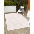 Unique Loom Leopard Indoor/Outdoor Safari Rug Pink Ivory/Ivory 2 2 x 3 1 Rectangle Animal Print Contemporary Perfect For Patio Deck Garage Entryway