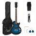 GLARRY 39 Electric Guitar Basswood Solid Body with Bag Beginner Dark Blue