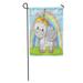 SIDONKU Horn Cute Cartoon Unicorn and Rainbow Meadow Girl Baby Cloud Head Garden Flag Decorative Flag House Banner 28x40 inch