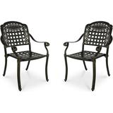 MEETWARM 2 Piece Patio Dining Chairs Outdoor All-Weather Cast Aluminum Chairs Patio Bistro Dining Chair Set of 2 for Garden Deck Backyard Dark Bronze