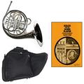 Band Directors Choice Silver Plated Double French Horn Key of F/Bb - Solos for the Horn Player Pack; Includes Intermediate French Horn Case Accessories & Solos for the Horn Player Book