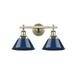 Orwell AB 2 Light Bath Vanity in Aged Brass with Navy Blue Shade