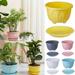 Cheers.US Plastic Plant Pots - Planter with Drainage Holes and Tray Modern Decorative Flower Pot Indoor or Outdoor for House Garden and Office Succulents Cactus as Well as Other Plants