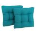 Blazing Needles 19 in. Squared Solid Spun Polyester Tufted Dining Chair Cushions Aqua Blue - Set of 2