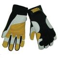 Tillman Medium Black Gold And Pearl TrueFit Full Finger Top Grain Goatskin Super Premium Mechanics Gloves With Elastic Cuff Nylon Spandex Back Goatskin Double Palm And Thumb Reinforced Fingerti