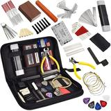 Andoer 74 PCS Guitar Tool Kit with Carry Bag Maintenance Tools String Action Ruler Guitar Pins Strings Picks for Guitar Ukulele Bass Banjo String Instrument Accessories Music Lover Gift Choice