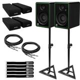 (2) Mackie CR4-XBT 4 Creative Reference Bluetooth Multimedia Monitors with Studio Monitor Stands Package