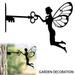 Pluokvzr Fairy Silhouette Statue Garden Fairy with Key Shape Stakes Metal Fairy Elf Silhouette Insert Ornament for Outdoor Garden Tree