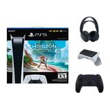 Sony Playstation 5 Digital Edition Horizon Forbidden West Bundle with Extra Black Controller Black PULSE 3D Wireless Headset and Surge QuickType 2.0 Wireless Keypad