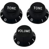 Metallor Speed Control Knobs 1 Volume 2 Tone Fits Metric Pots Knobs Compatible with Fender Strat Stratocaster Style Electric Guitar Parts Black.
