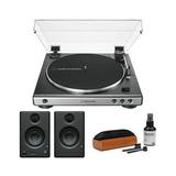 Audio-Technica AT-LP60X Gunmetal Belt-Drive Stereo Turntable with Monitor Bundle