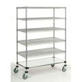 24 Deep x 72 Wide x 80 High 1200 lb Capacity Mobile Unit with 5 Wire Shelves and 1 Solid Shelf
