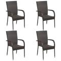 Carevas Stackable Patio Chairs 4 pcs Poly Rattan Brown