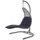 Modern Contemporary Urban Design Outdoor Patio Balcony Garden Furniture Swing Lounge Chair Rattan Wicker Navy Blue Light Gray