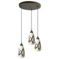 Woodbridge Lighting Art Glass 3-Light Pendant in Picasso/Metallic Bronze