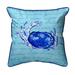 Betsy Drake SN351 12 x 12 in. Blue Script Crab Small Indoor & Outdoor Pillow