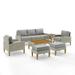 Crosley Fruniture Capella 7Pc Outdoor Wicker Sofa Set Gray/Acorn - Sofa Coffee Table Side Table 2 Armchairs & 2 Ottomans