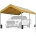 FINFREE Carport 10 x 20 ft Steel Car Canopy with 4 Sandbags Adjustable Height from 9.5ft to 11ft Beige