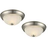 Design House Domed Ceiling Light with Alabaster Glass in Satin Nickel 2-Pack