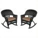 Pemberly Row Wicker Rocker Chair in Black and Brown (Set of 2)