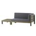 Cascada Outdoor Acacia Wood Right Arm Loveseat and Coffee Table Set with Cushion Gray and Dark Gray